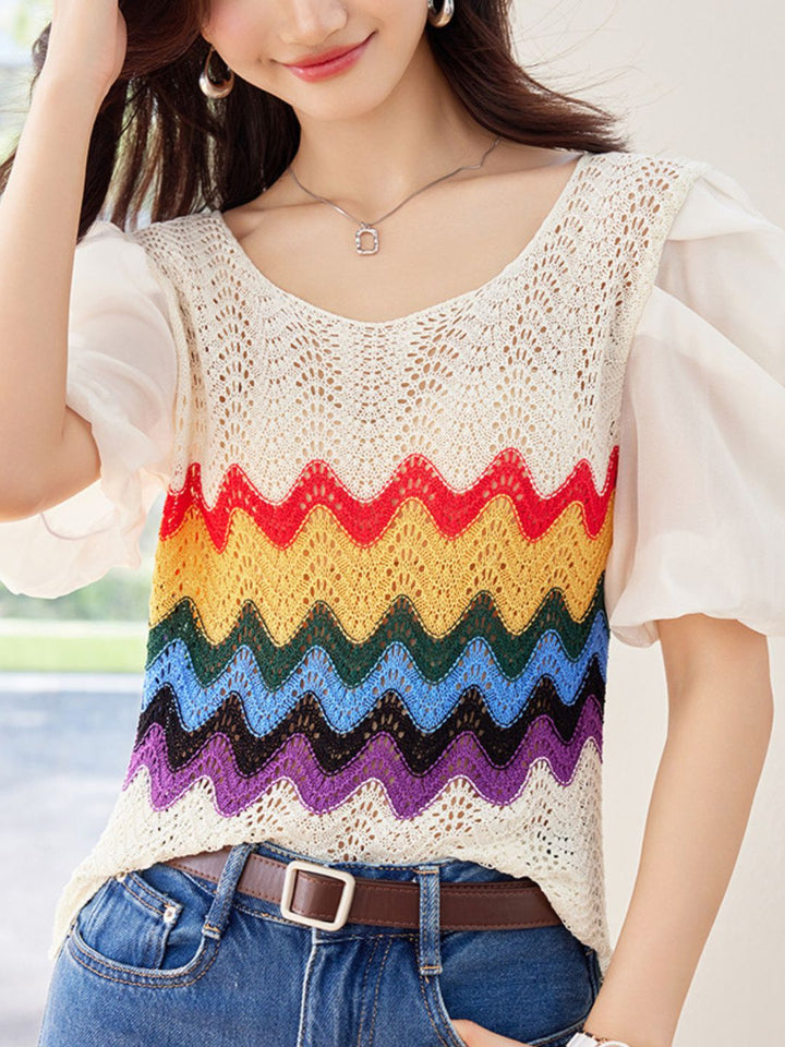 Elegant Puff Sleeve Knit Top