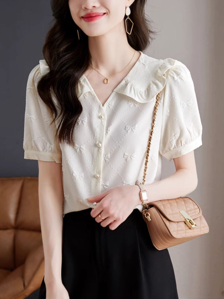 Bow Casual Chiffon Shirt Top