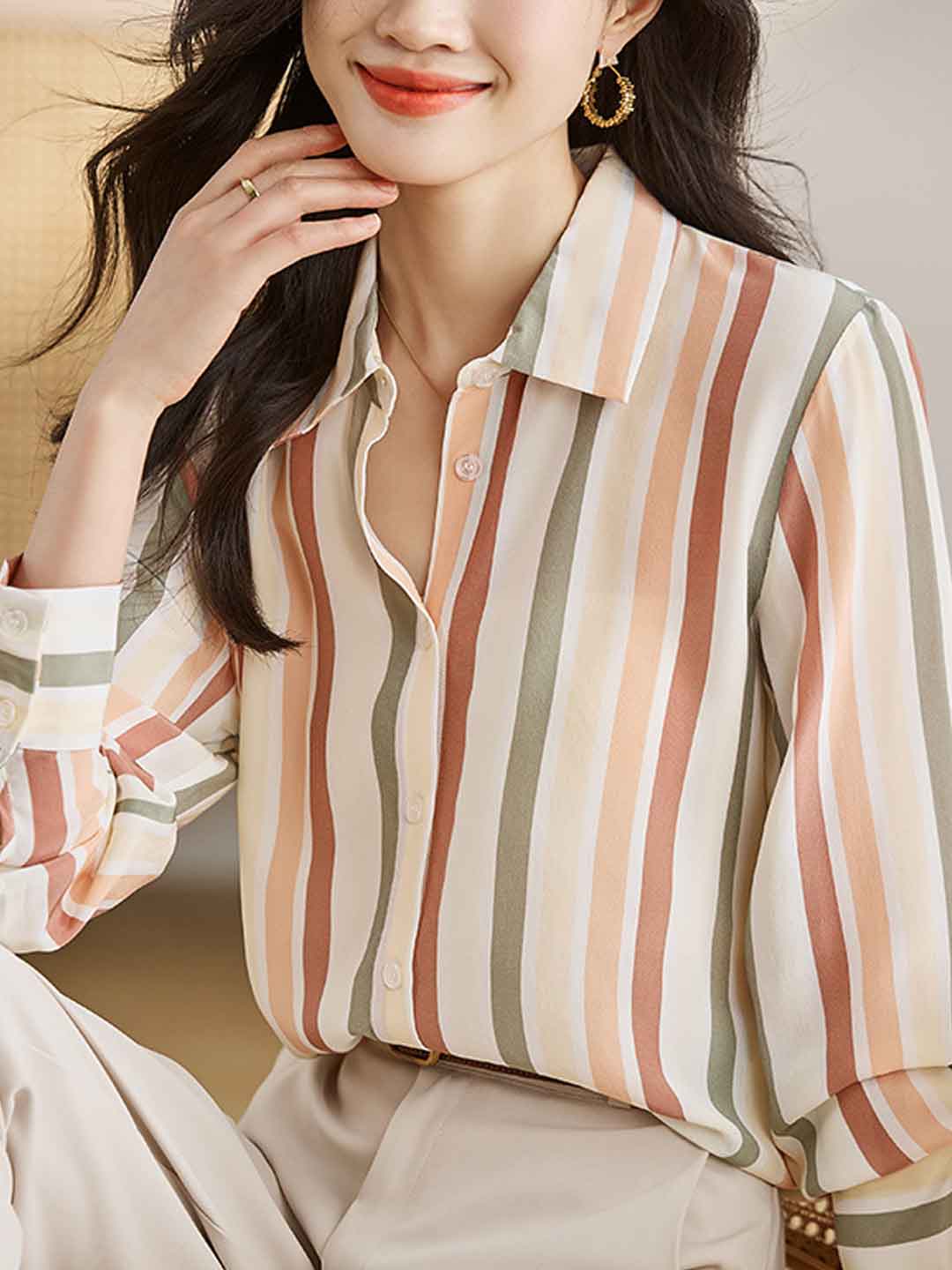 Striped Long Sleeve Shirt Top