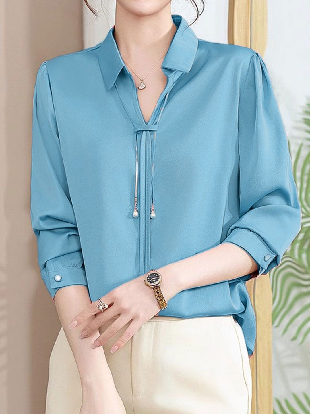 Elegant V-Neck Satin TOP