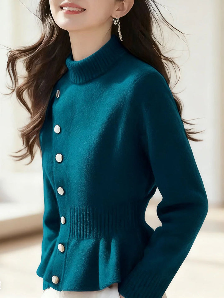 Slim Turtleneck Solid Color Pullover Knitted Top
