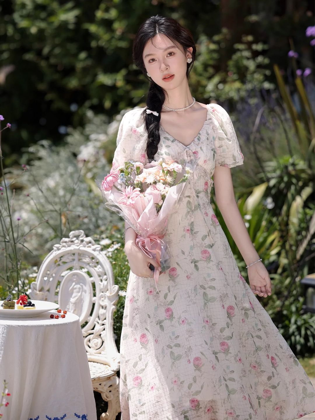 Puff Sleeve Floral Dress