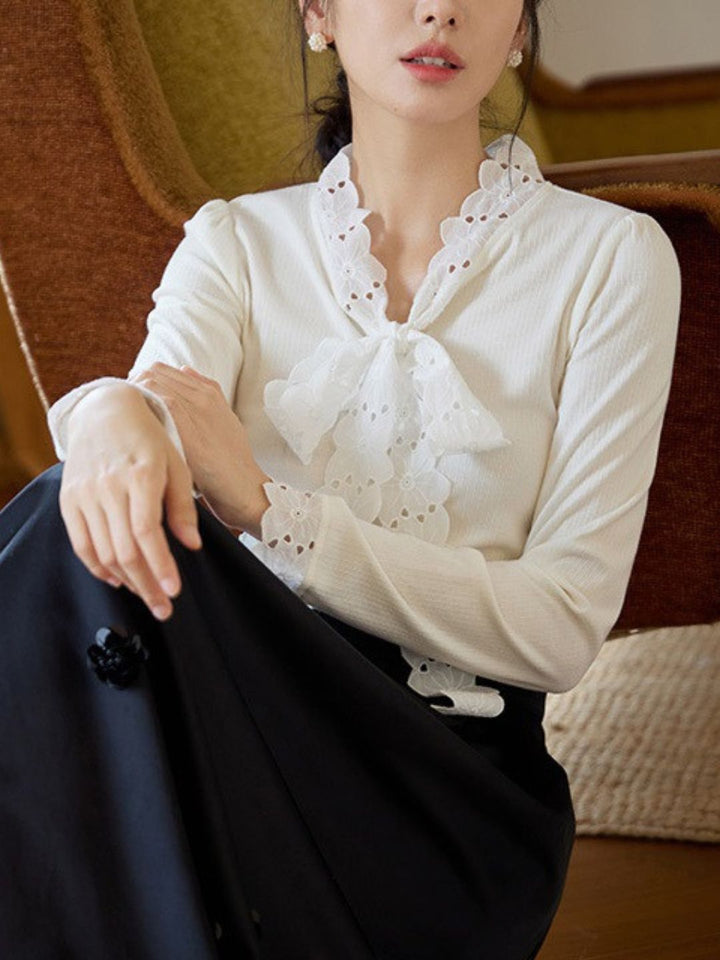 Lace-Up Long-Sleeved Top