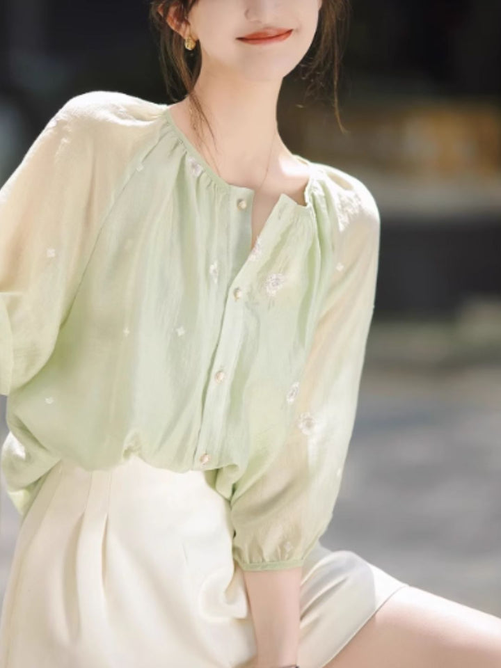 Sweet Floral Short-sleeved Shirt