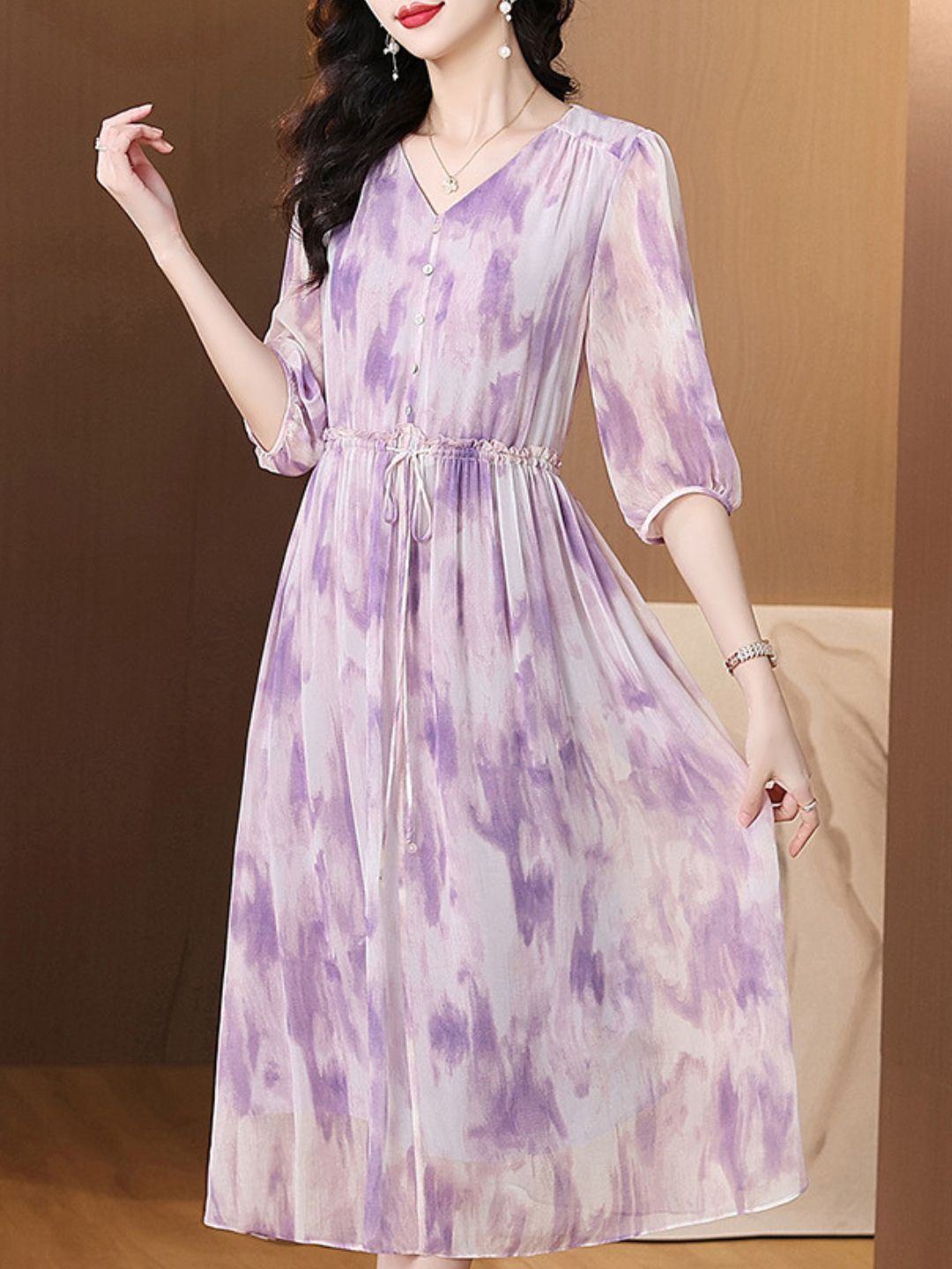 Clear Gradient Purple Print Dress
