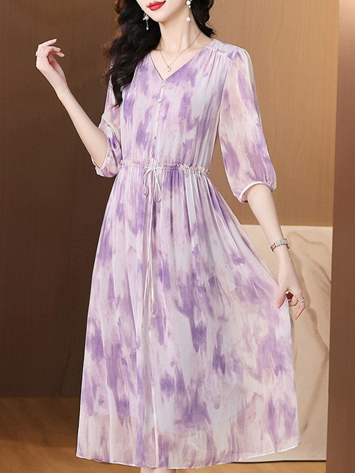 Clear Gradient Purple Print Dress