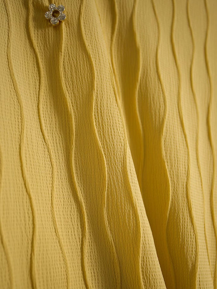 Wavy Textured Stand Collar Top