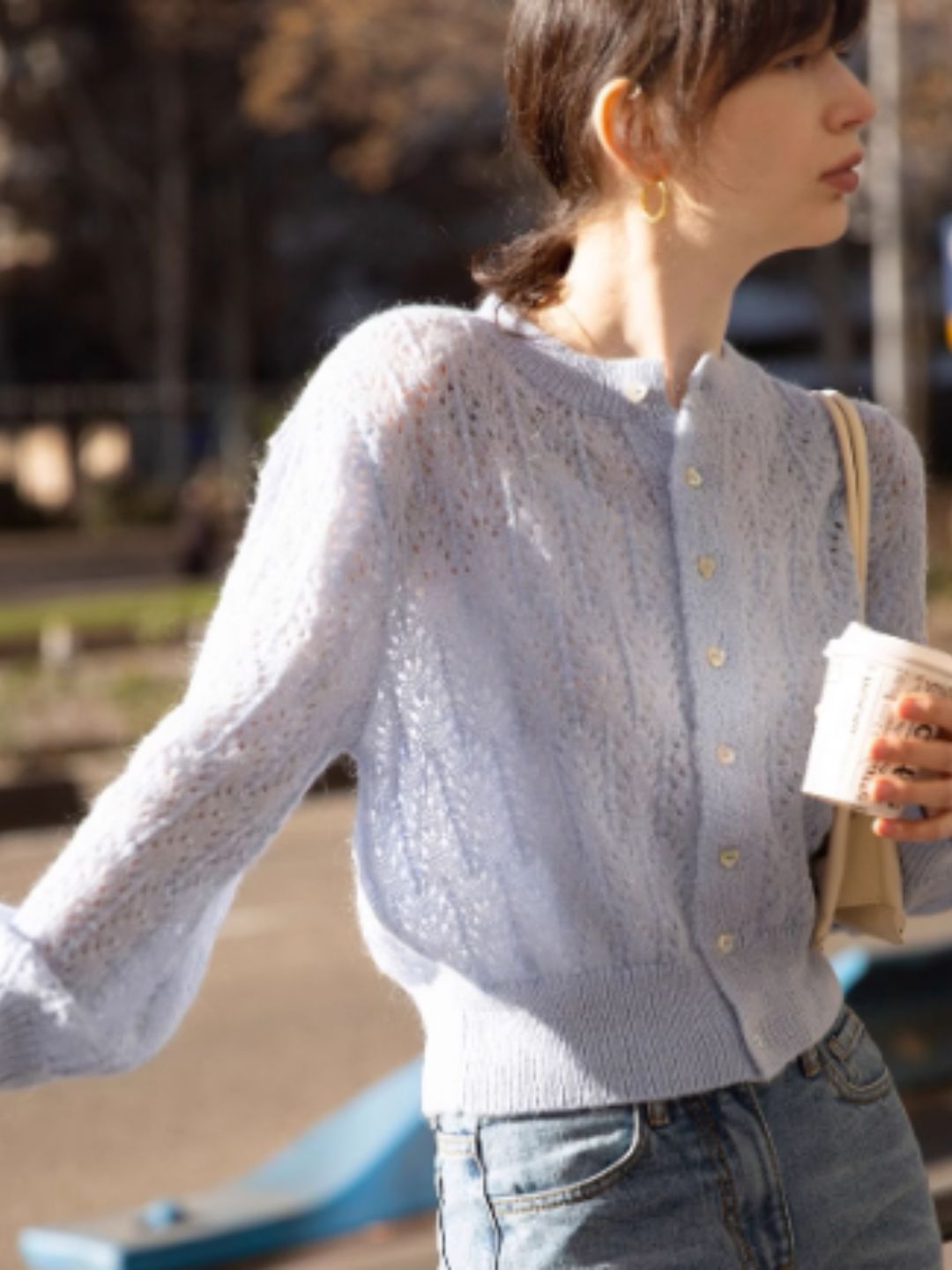 French Retro Hollow Sweater - Purple