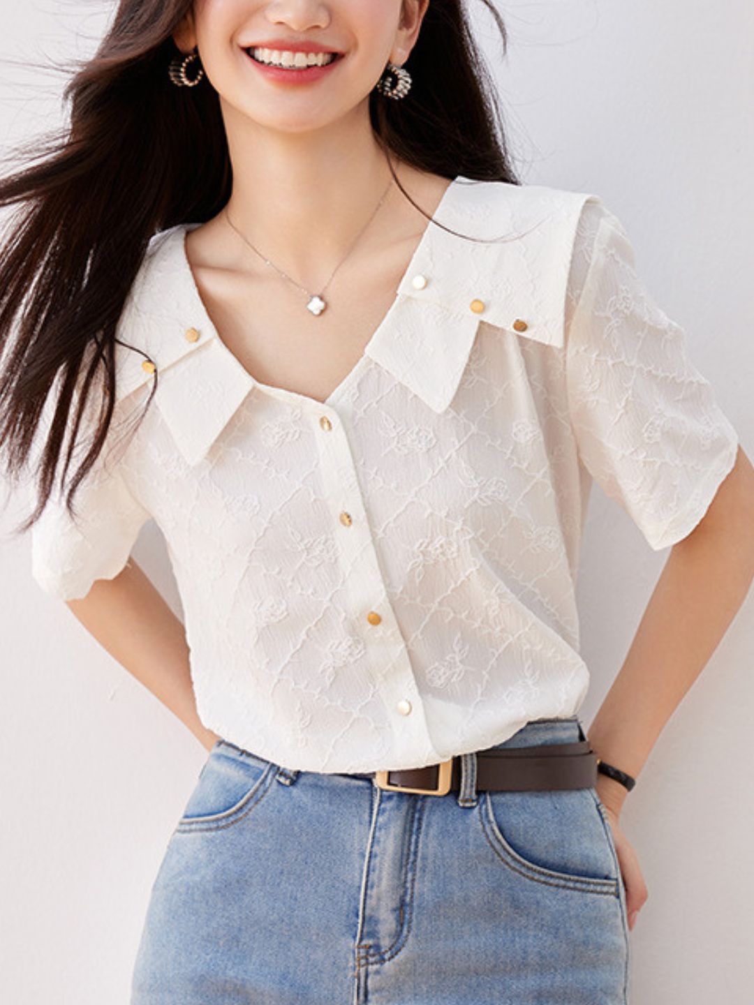 Loose Jacquard Chiffon Top