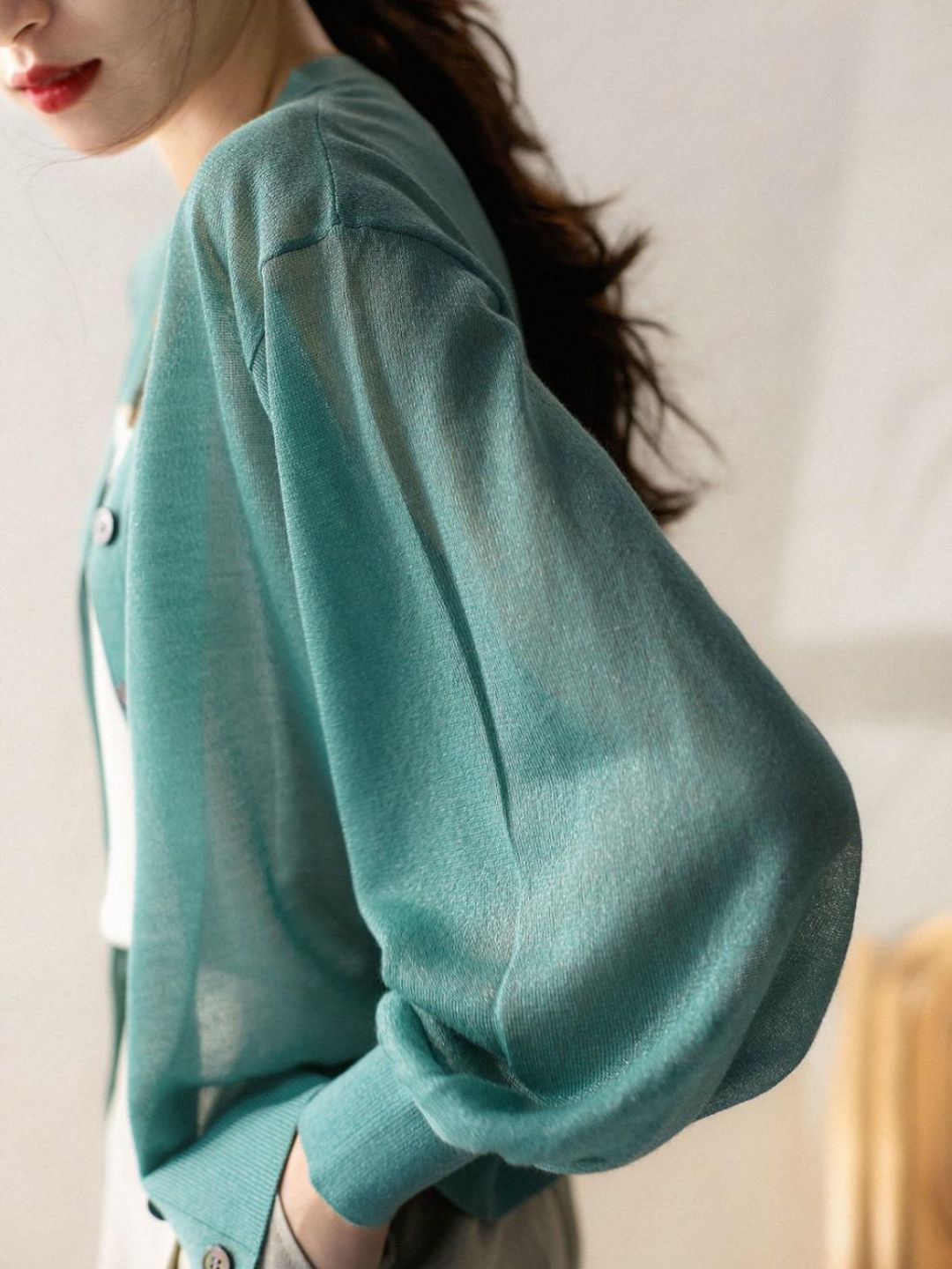 Lightweight Breathable V-Neck Knitted Cardigan