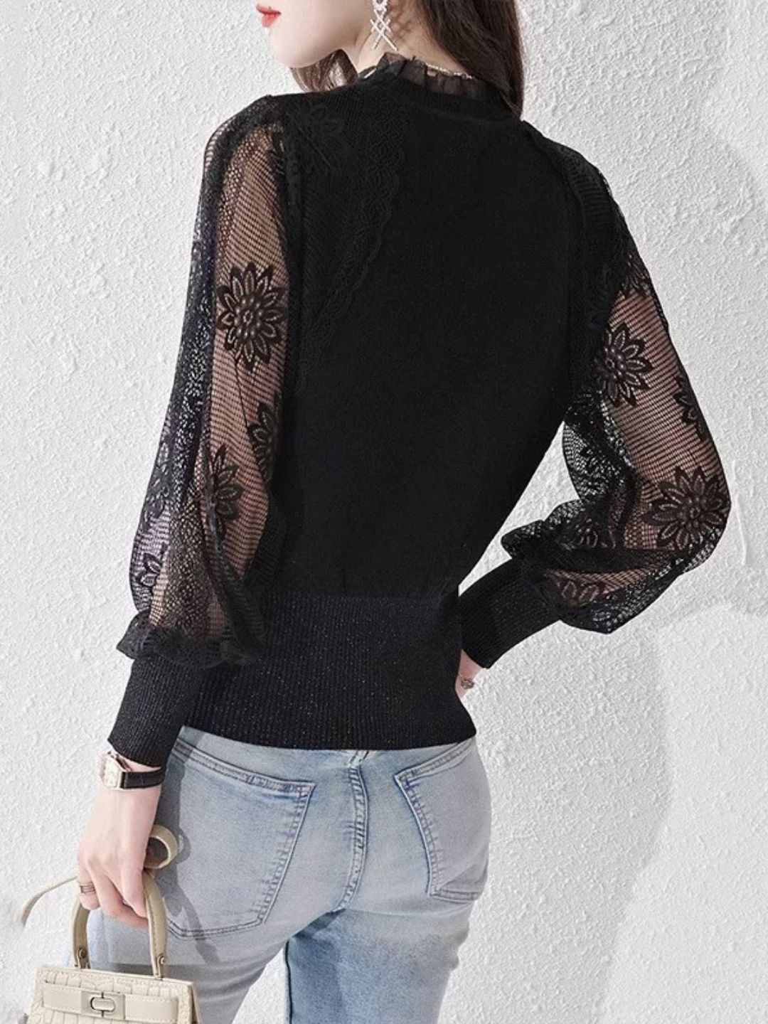 Chic Thin Lace Knitted Bottoming Sweater