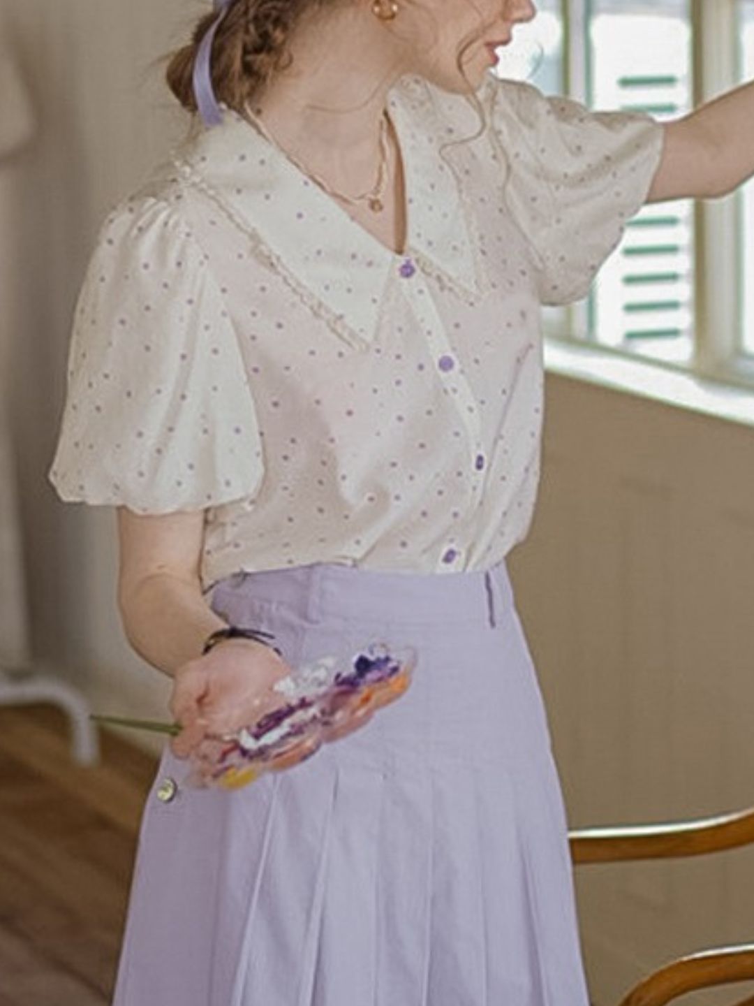 Purple Polka Dot Shirt