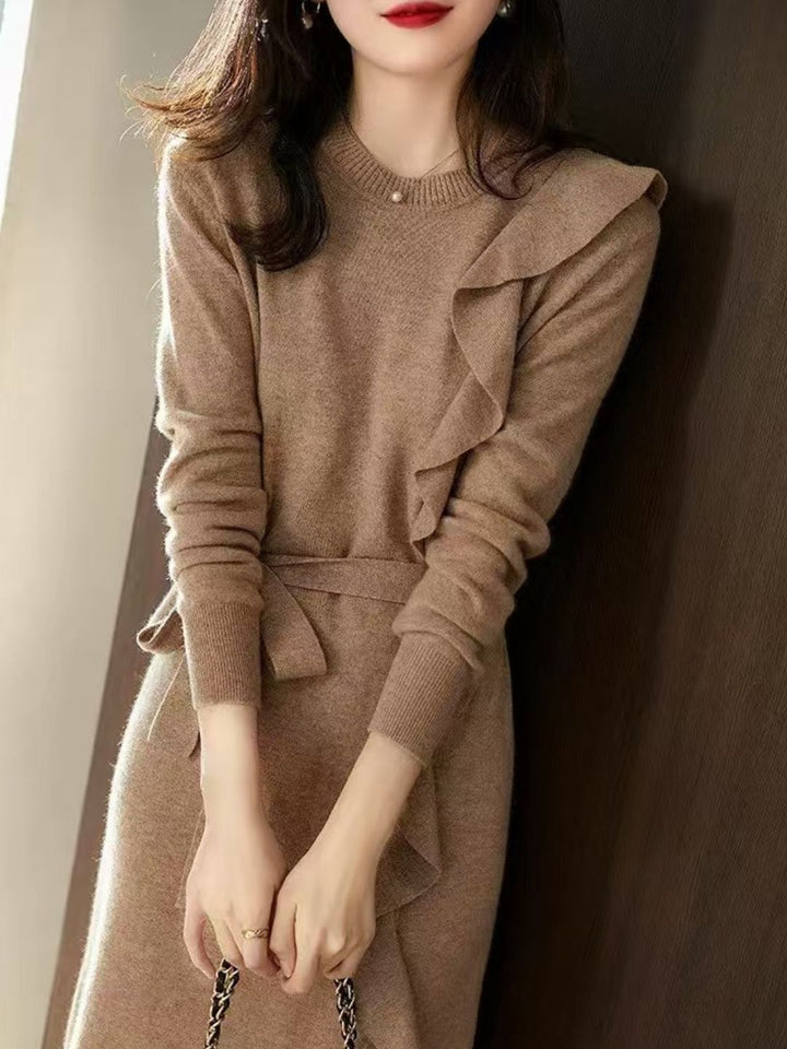 Mid-Length Waist Sweater Dress