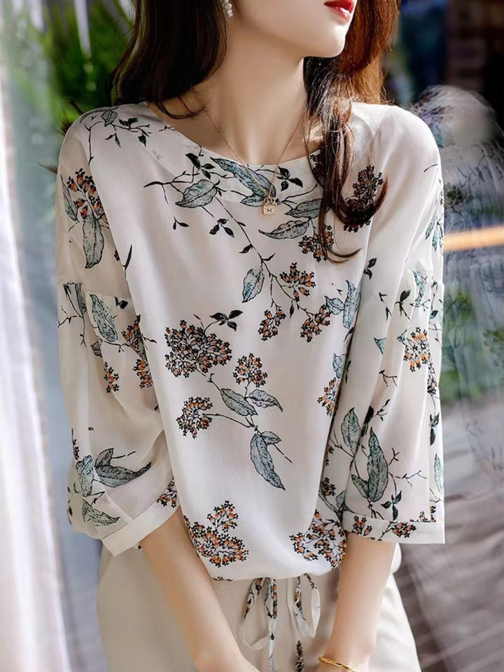 Floral Chiffon Artistic Style Shirt
