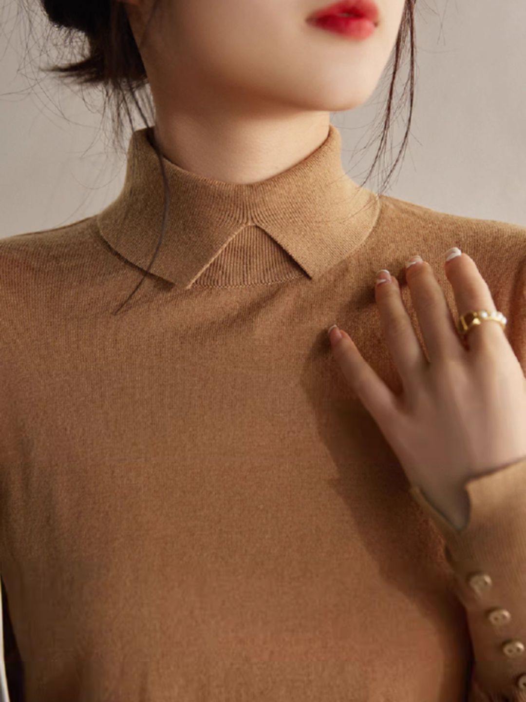 Vintage Turtleneck Knitted Sweater -Black