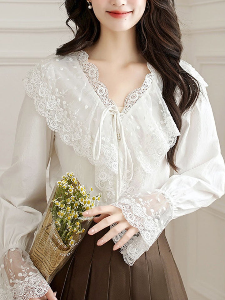 V-Neck Lace Shirt