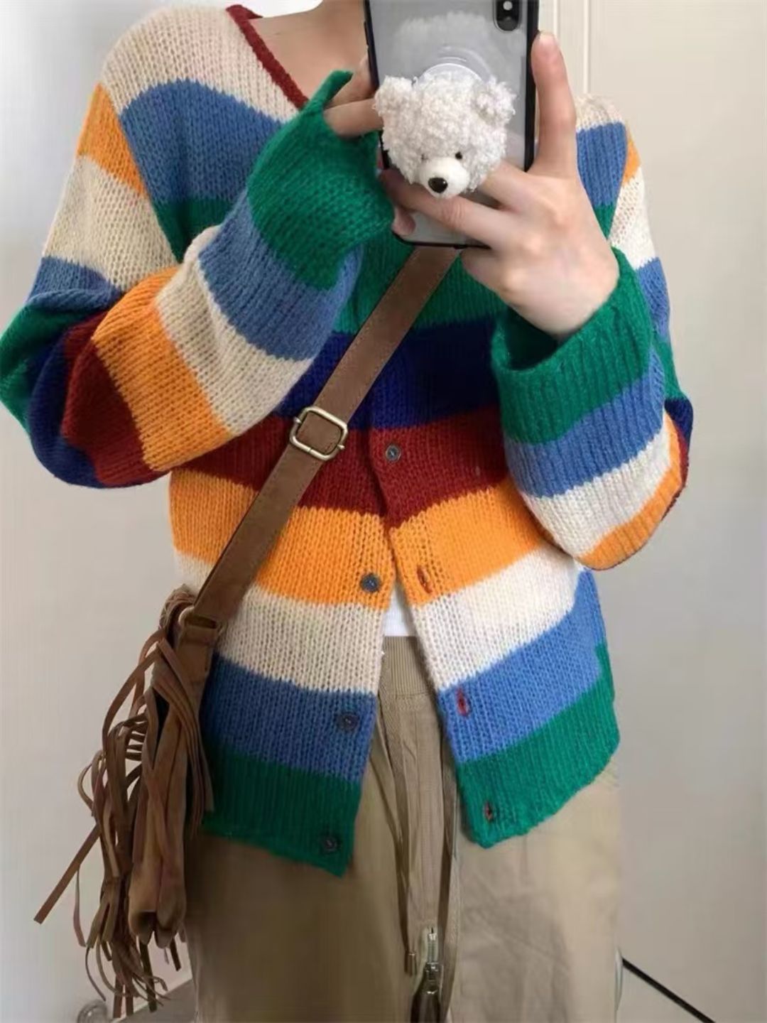 Rainbow Stripe Crewneck Sweater