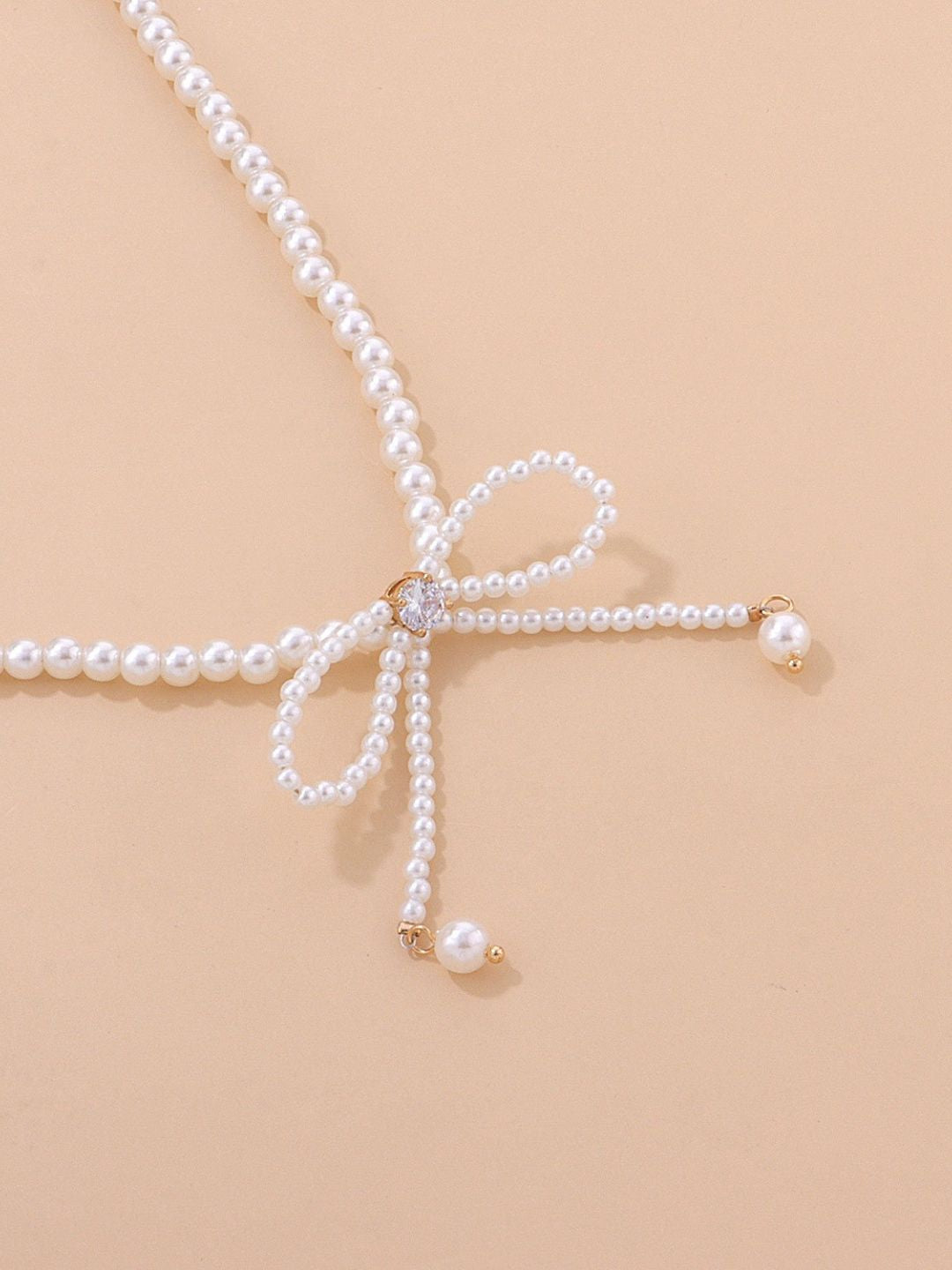 BOWKNOT FAUX PEARL NECKLACE