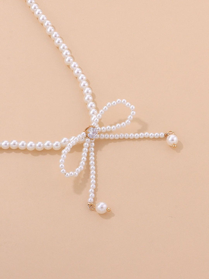BOWKNOT FAUX PEARL NECKLACE