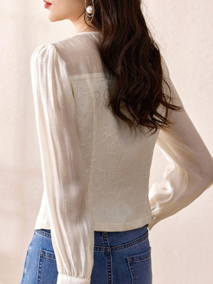 Elegant V-neck Jacquard Top