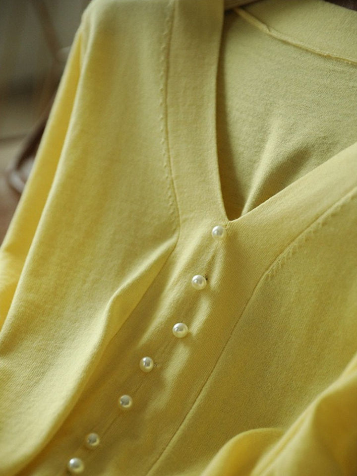 V-neck Sweater Top - Red