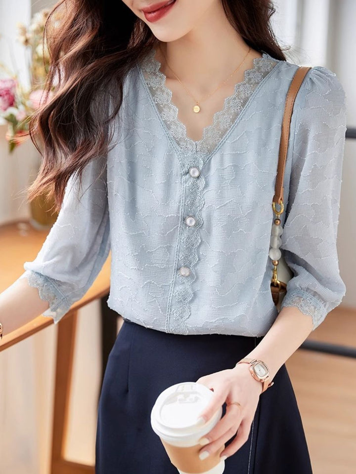Chiffon V-neck Shirt