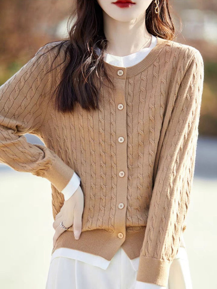 Loose Crew Neck  Splicing Top - Pink