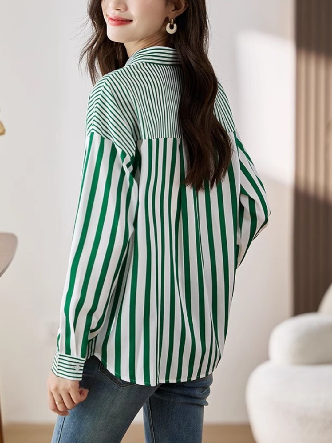 Polo Collar Striped Shirt