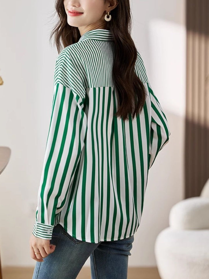 Polo Collar Striped Shirt