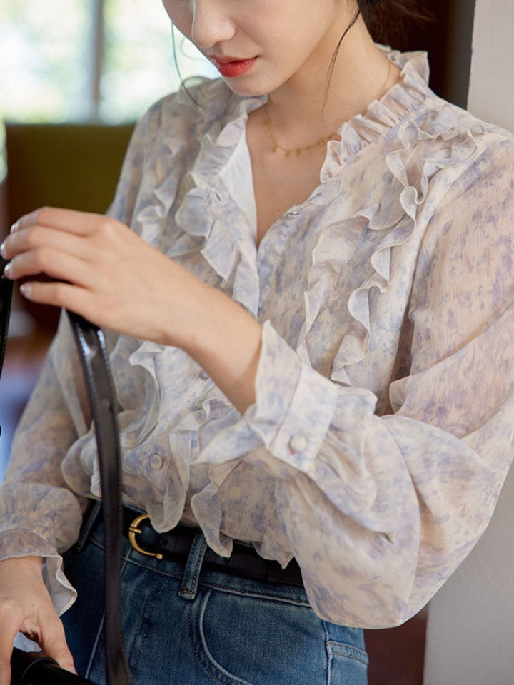 Vintage Ruffle Print Shirt