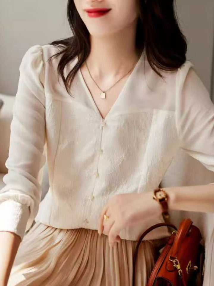 Embroidered V-Neck Shirt