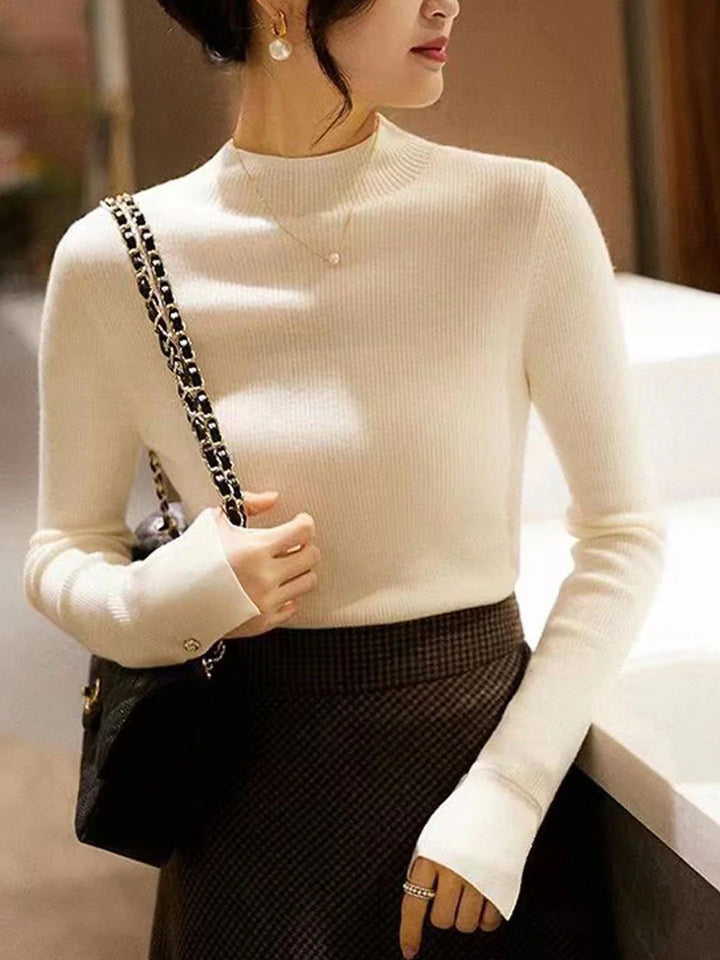 Turtleneck Solid Color Knitted Sweater