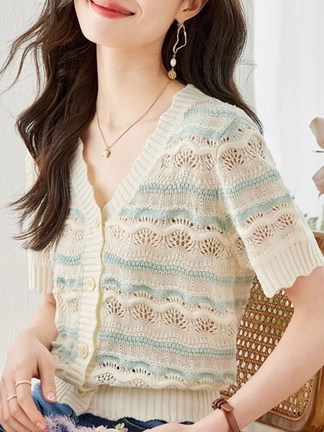 Retro Striped Short-sleeved Shirt