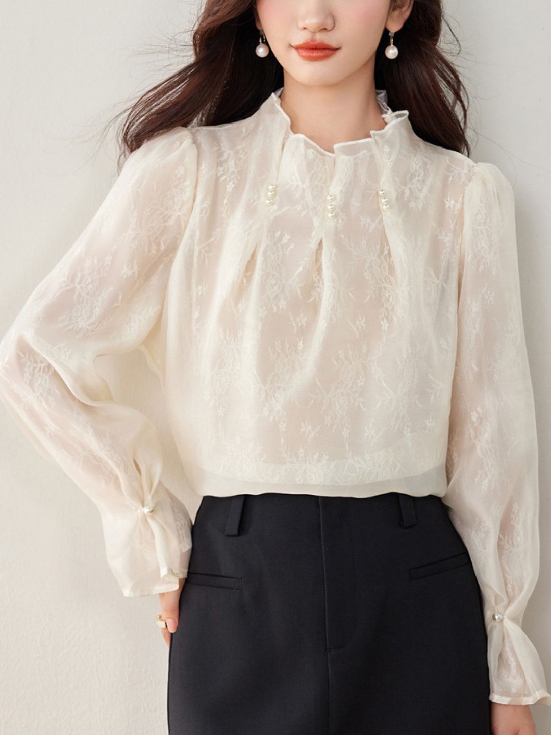 Pearl Pleated Chiffon Top