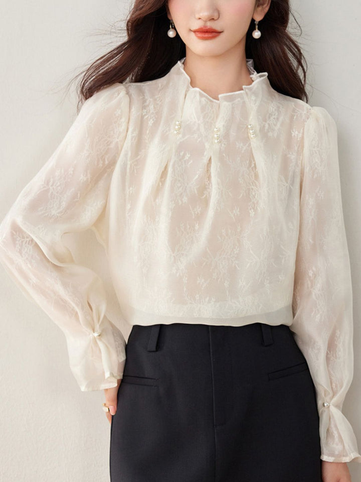 Pearl Pleated Chiffon Top