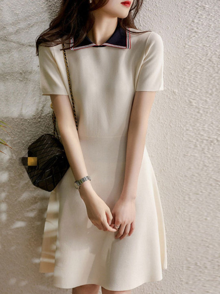 Polo Neck A-Line Knit Dress