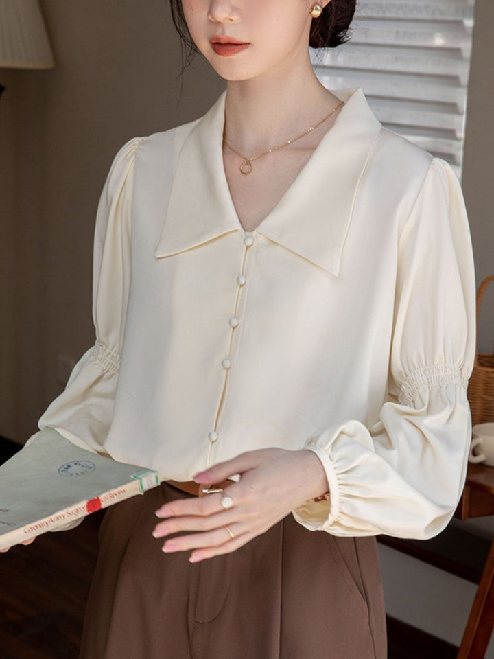 Fashion Lapel Lantern Sleeve Shirt