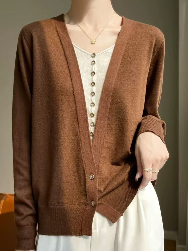 V-neck Colorblock Knitted Cardigan