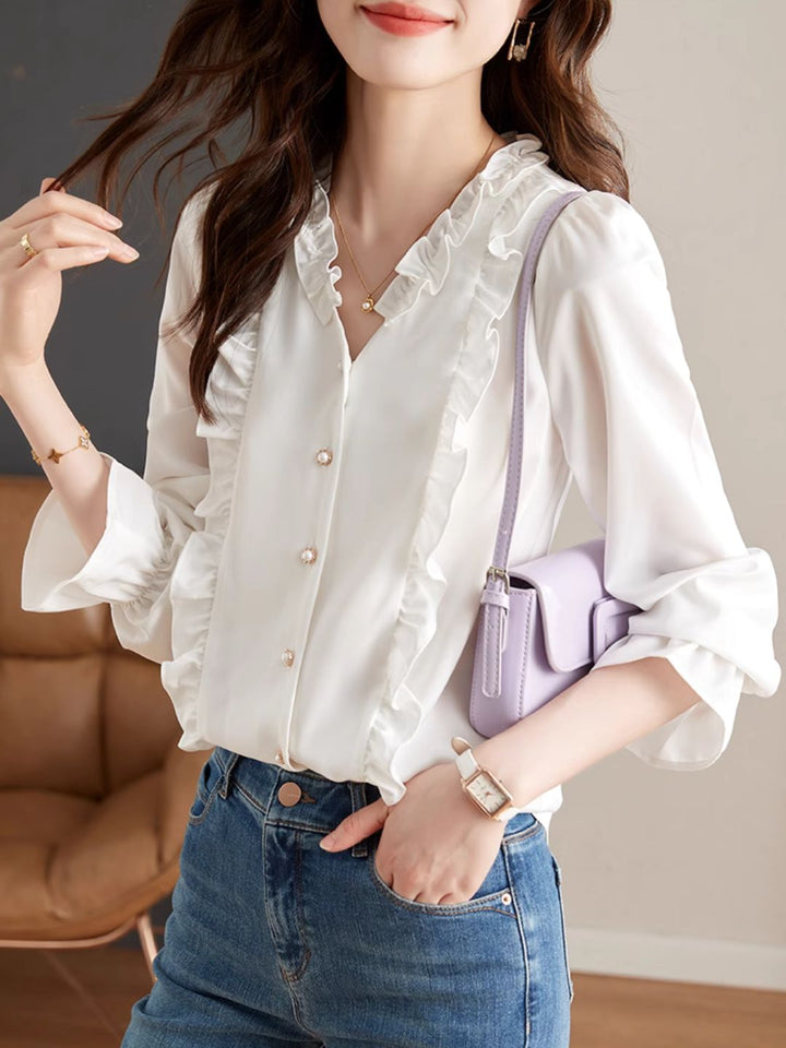 Chic Collar Long Sleeve Shirt