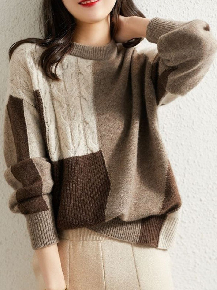 Color Block Crewneck Sweater