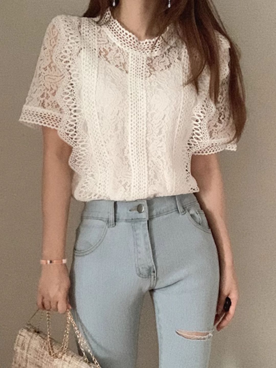Lace Short Sleeve Shirt