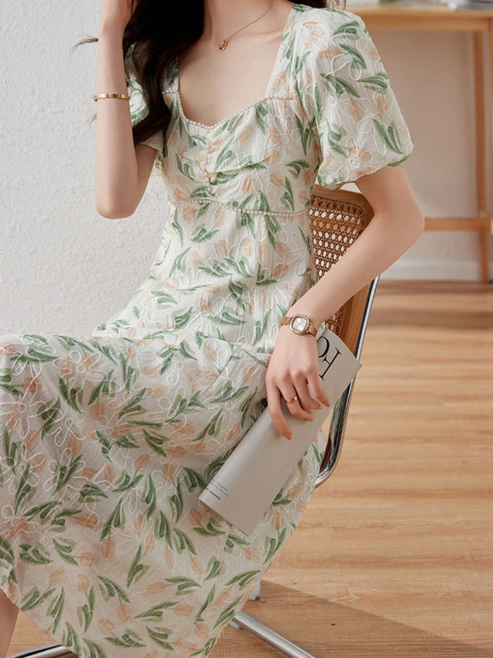 Square Neck Jacquard Dress