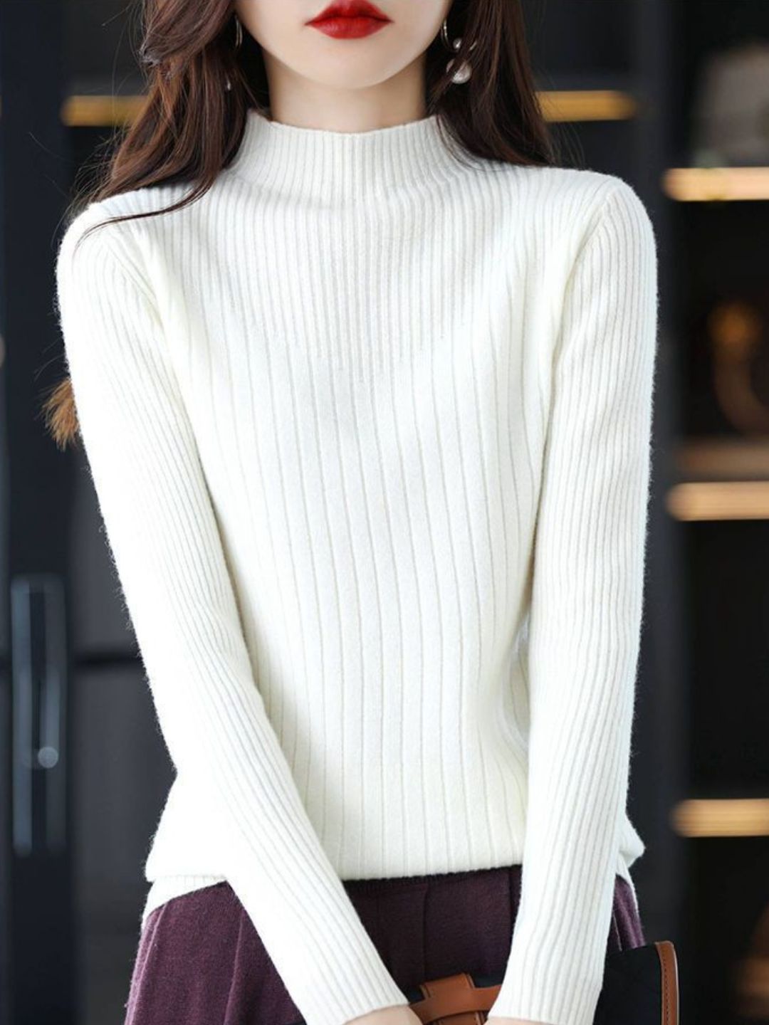 Classic Turtleneck Solid Color Knitted Sweater