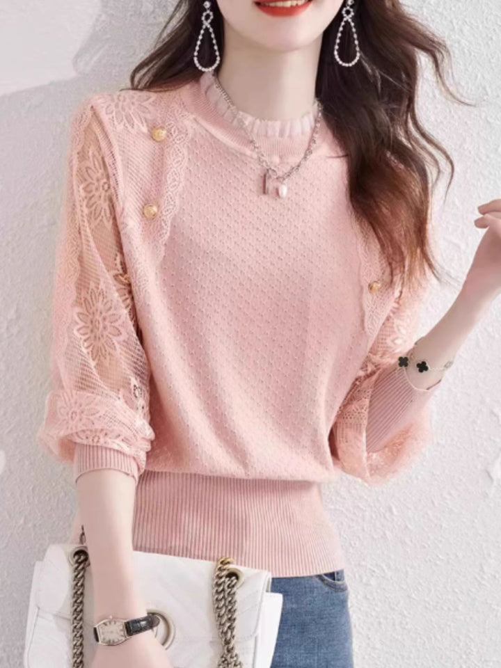 Chic Thin Lace Knitted Bottoming Sweater