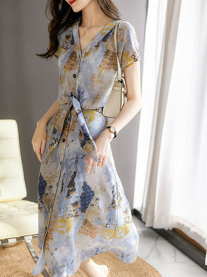 Elegant Printed Drape Dress
