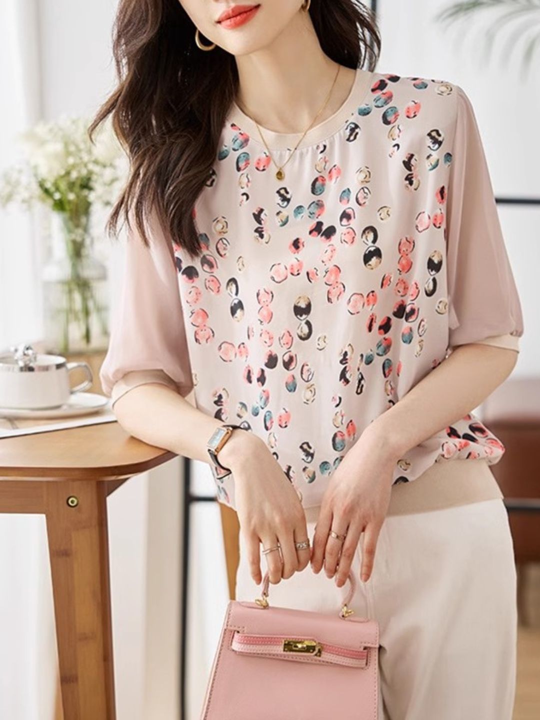 Crew Neck Printed Top