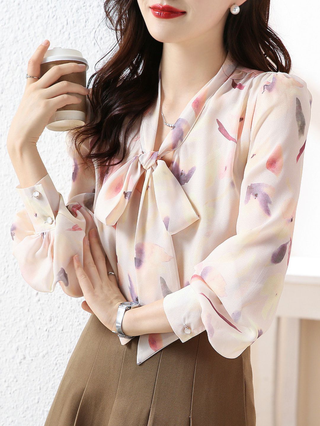 Elegant V-Neck Floral Shirt