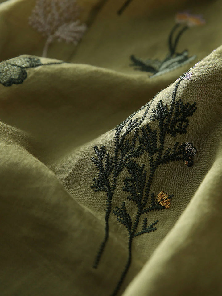 Loose Printed Embroidered Top