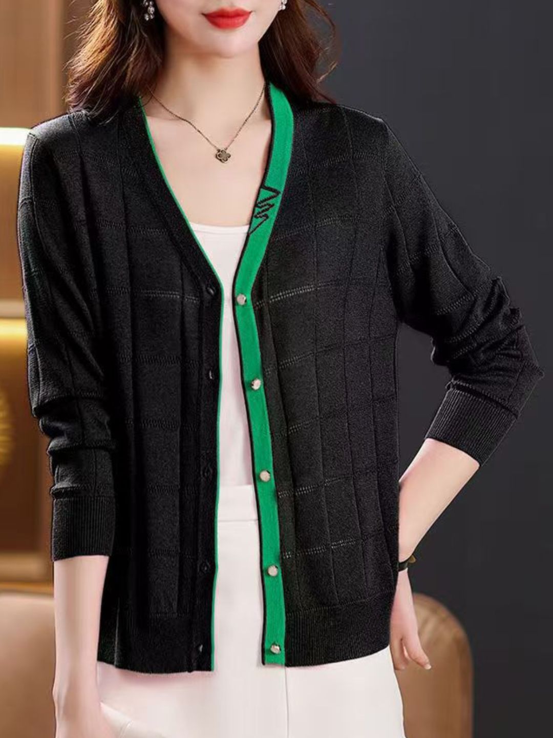 Retro Loose V-Neck Thin Cardigan