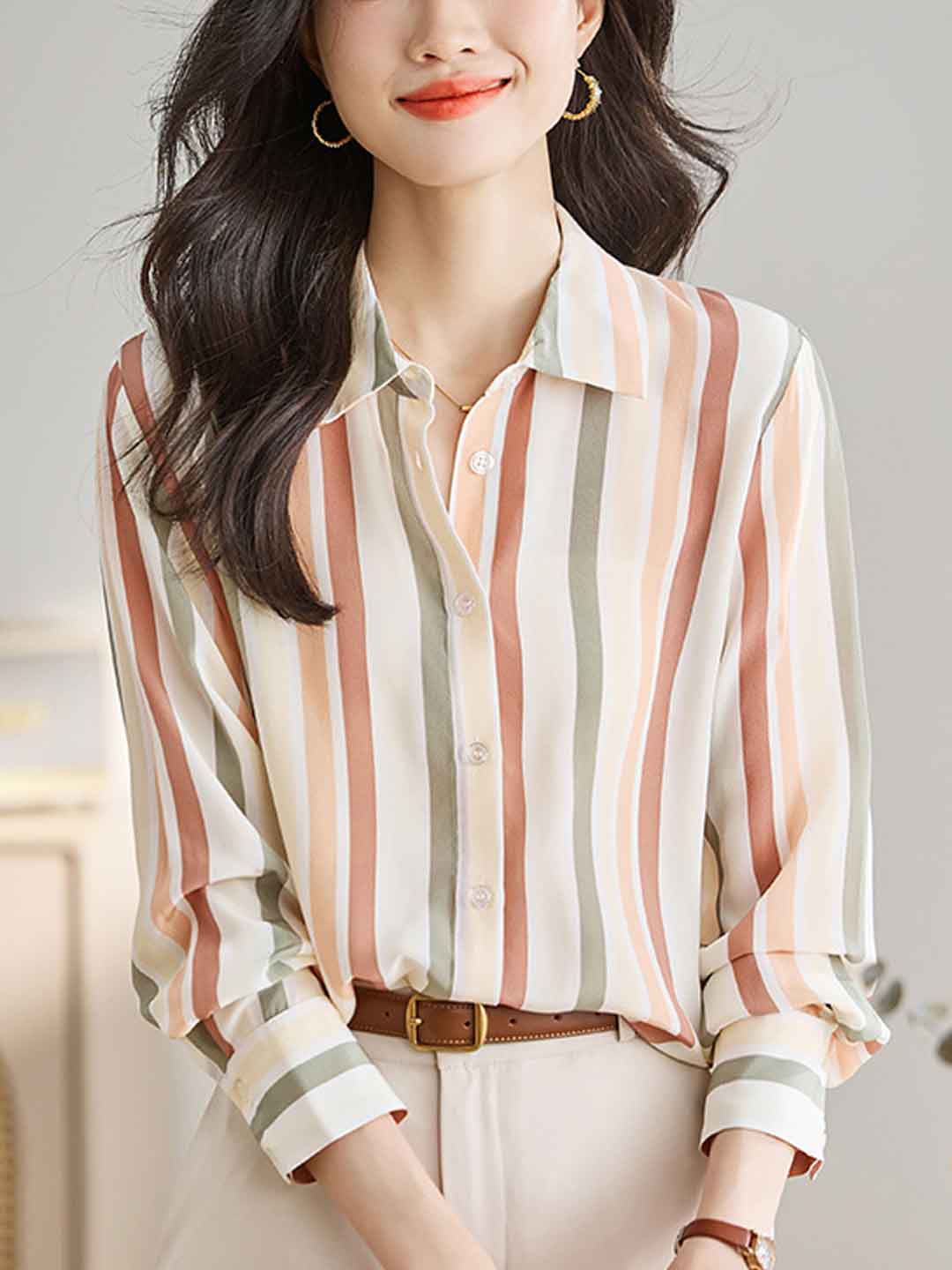 Striped Long Sleeve Shirt Top